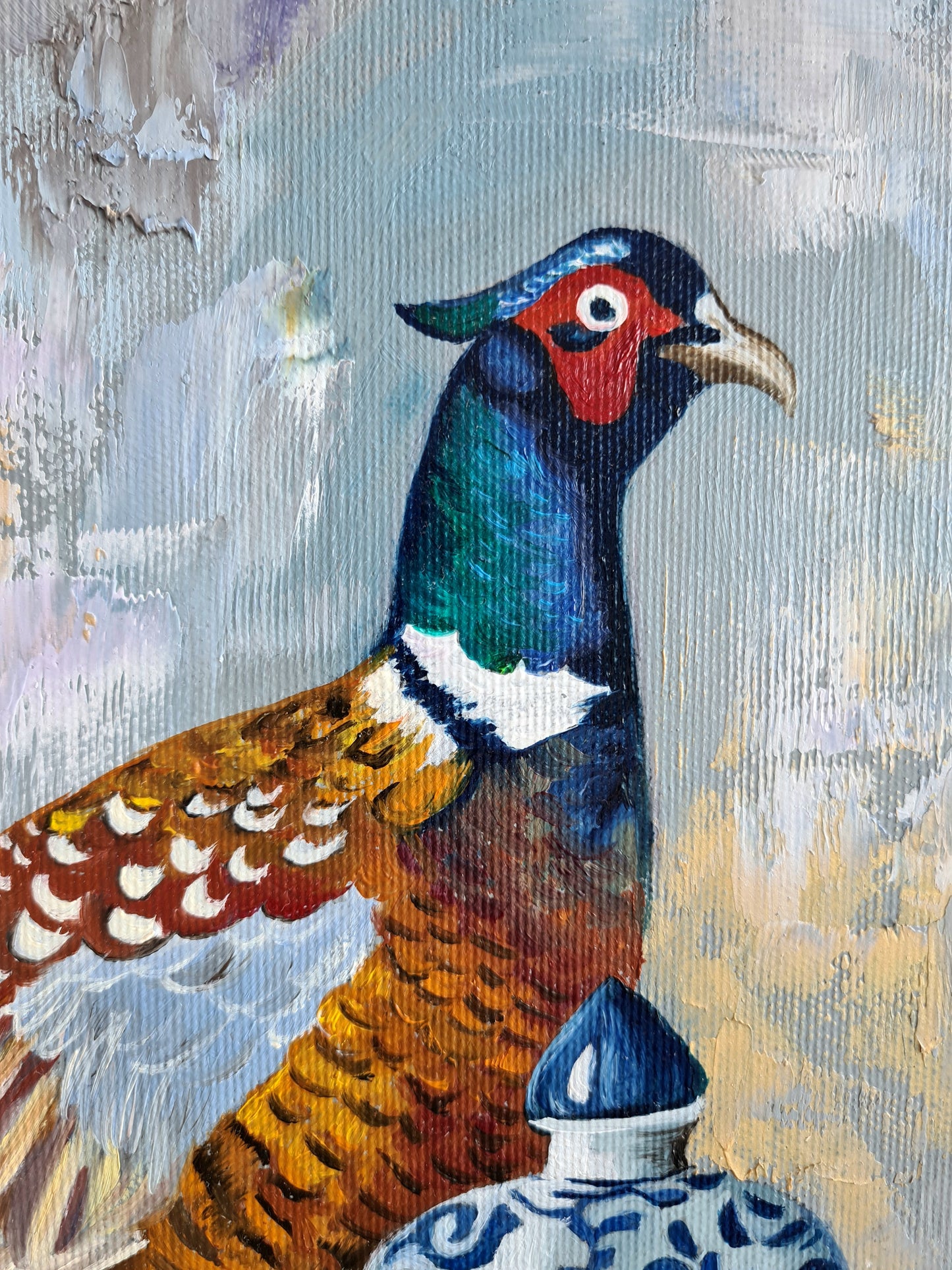 A kék korsó rejtélye – 50x50 cm-es eredeti olajfestmény vászonra, Daniella Szabò-Telektől.