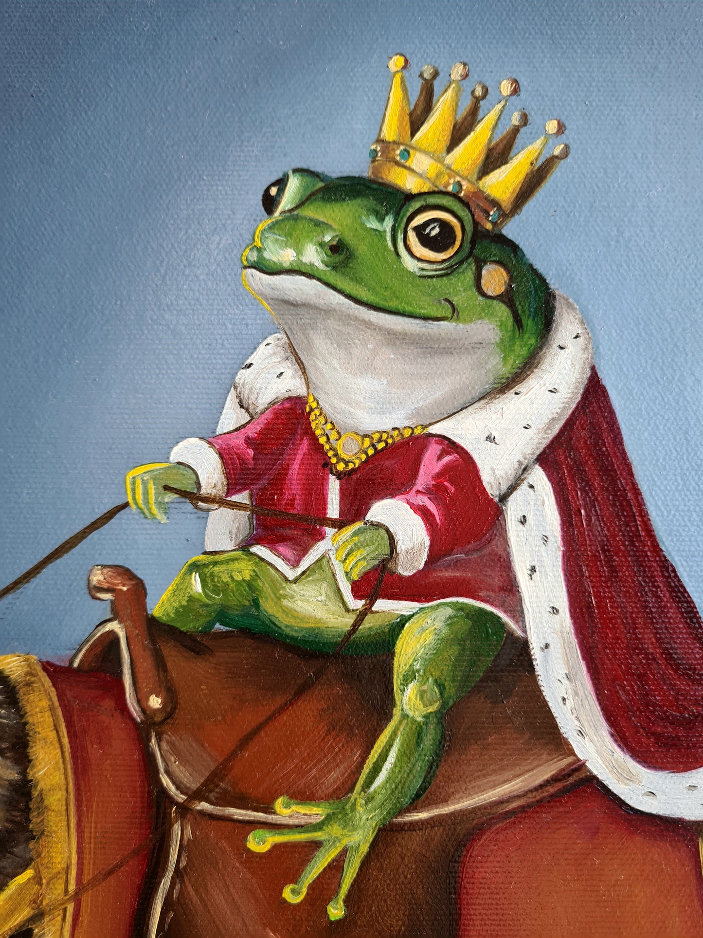 Bajusz úr és a békakirály – 50x50 cm Eredeti olajfestmény vászonra Daniella Szabò-Telektől
