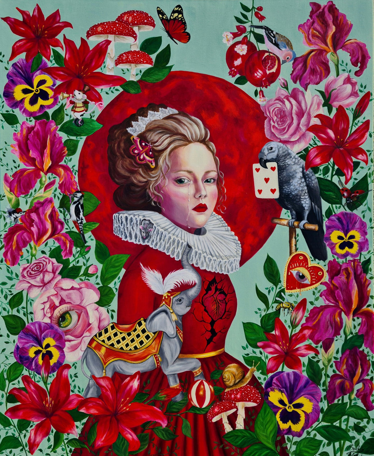Red Moon– 100x120 cm Original Oil Painting on Canvas