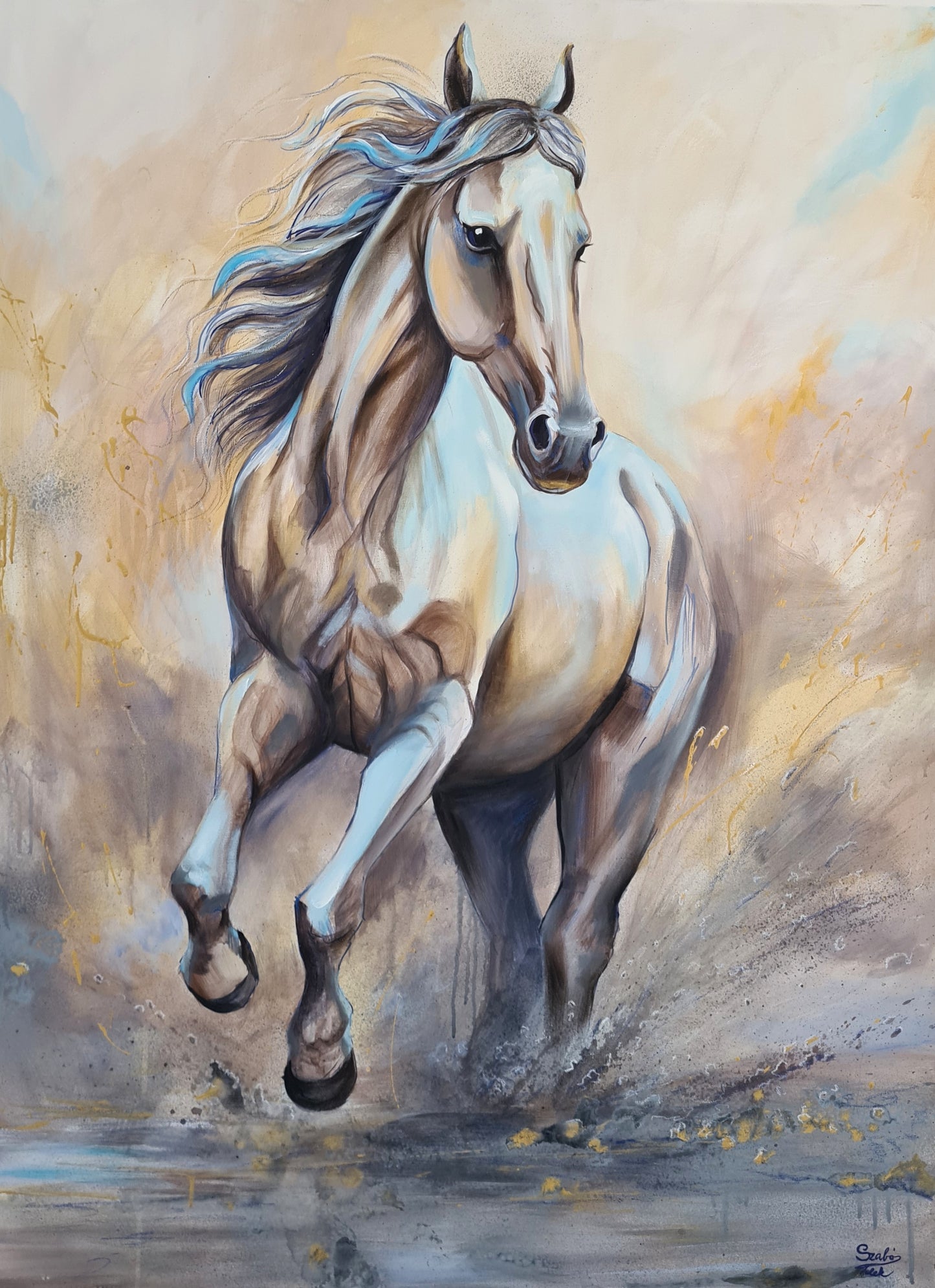 Sand in the wind 90x120 cm Mixed media painting by Daniella Szabó-Telek