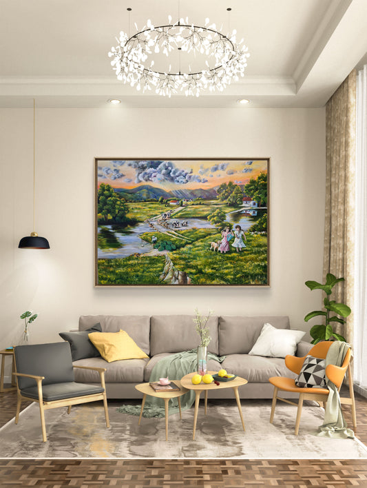 Time to go home 120x90 cm Original Oil painting by Daniella Szabó-Telek