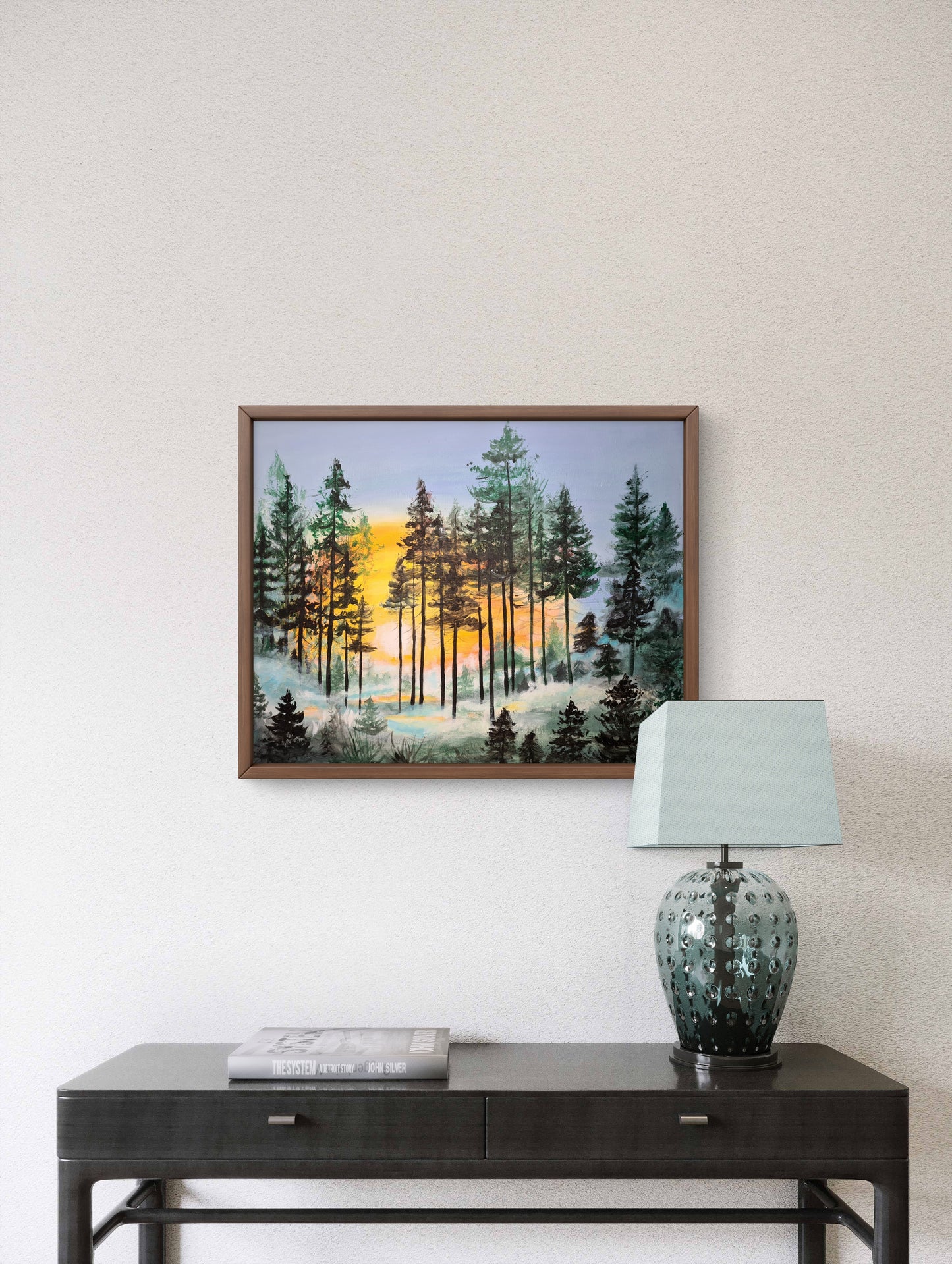 Morning in the forest 40x50 cm Origina Acrylic painting by Daniella-Szabó-Telek