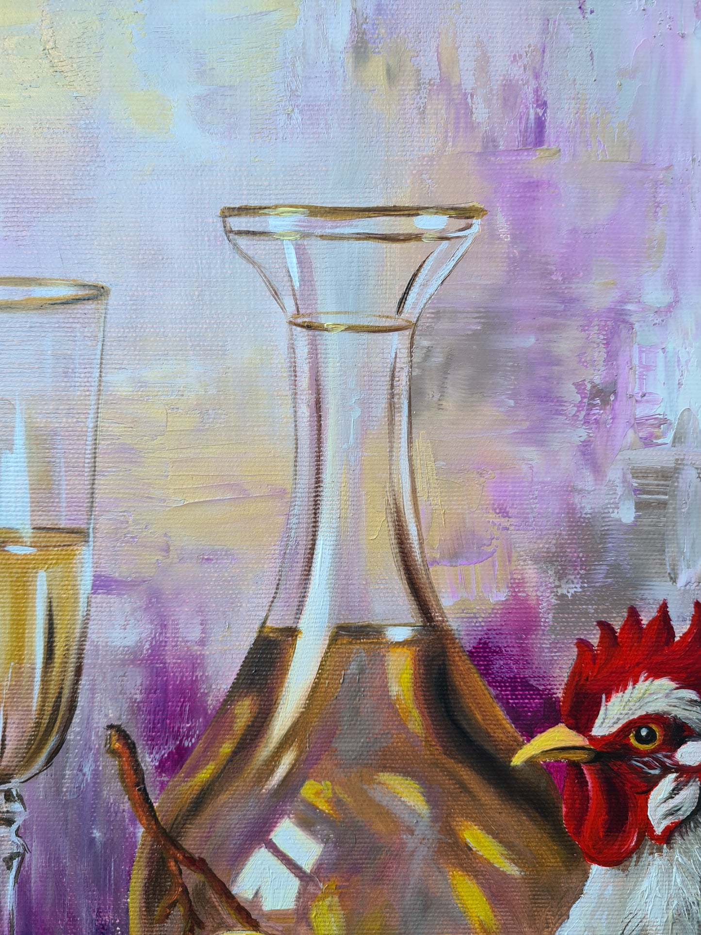 Hen party, 50x50cm original oilpainting by Daniella Szabò-Telek