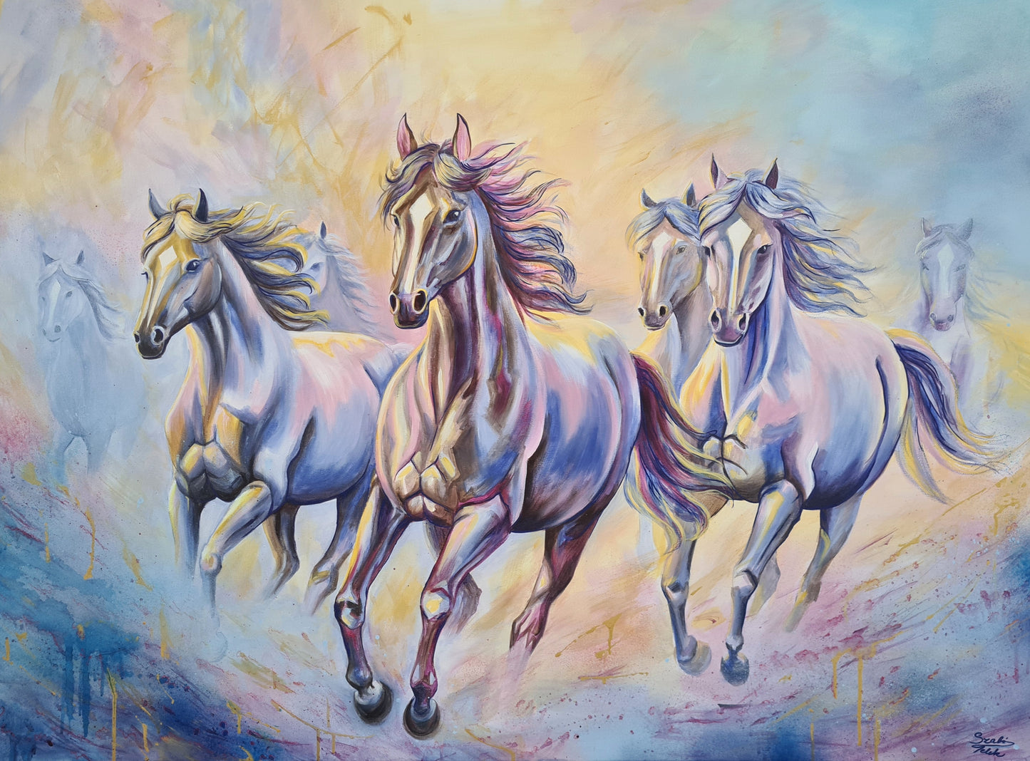 Silky morning sun 120x90 cm Original Mixed media Painting on Canvas from Daniella Szabò-Telek