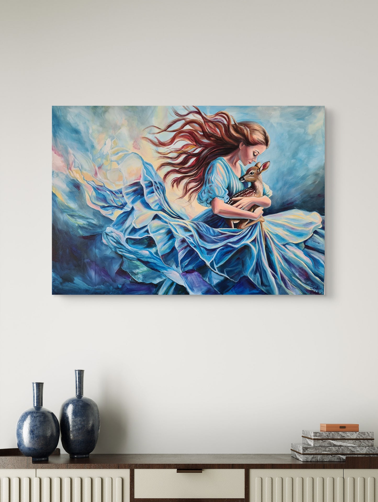 In your loving arms 70x100 cm Original Mixed Media Painting on Canvas from Daniella Szabò-Telek