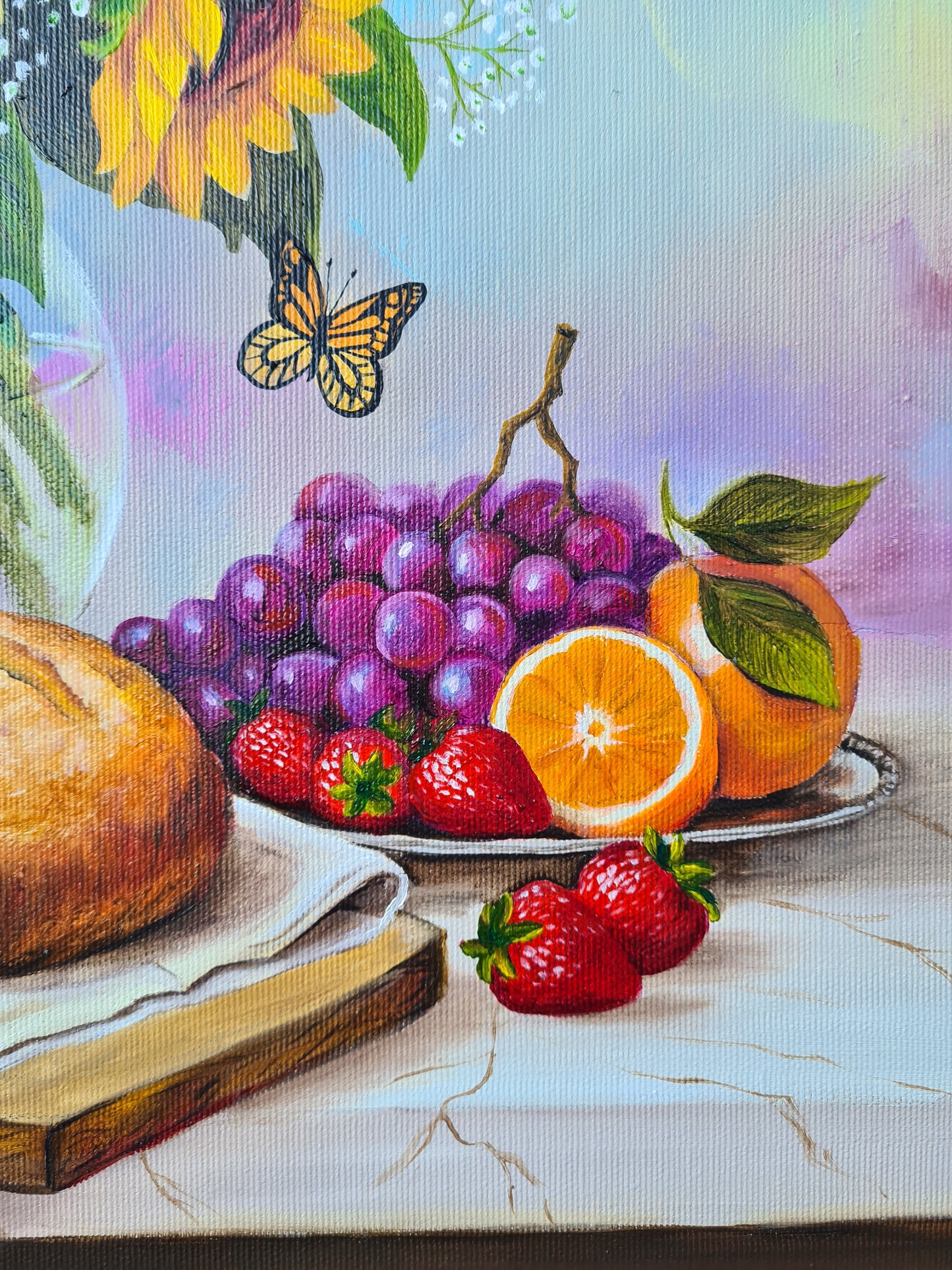 Honney bees, 50x50cm original oil painting by Daniella Szabò-Telek
