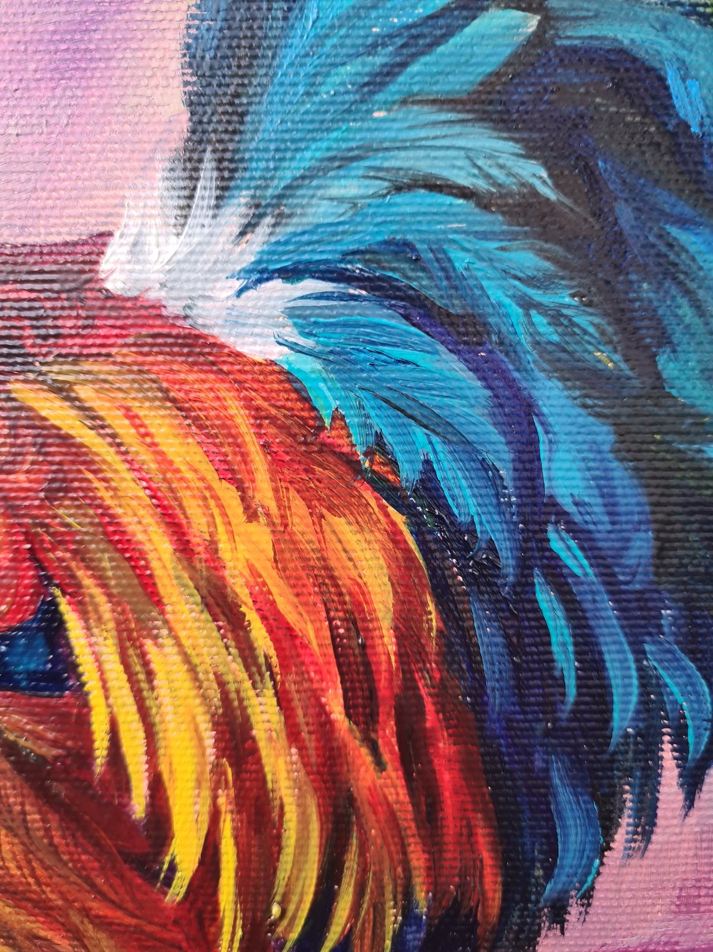 Rooster, 50x50cm original oil painting by Daniella Szabò-Telek