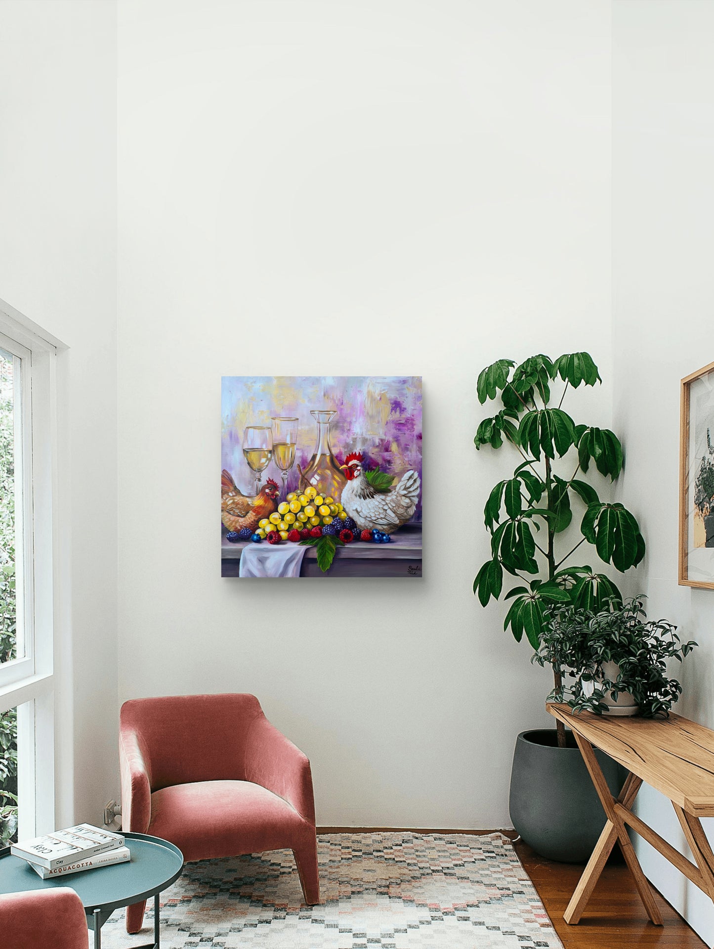 Hen party, 50x50cm original oilpainting by Daniella Szabò-Telek