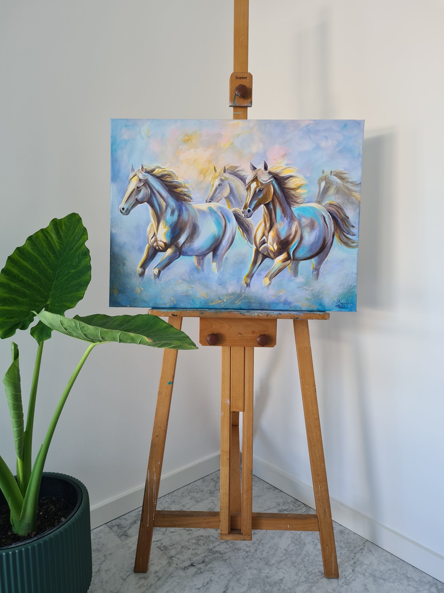 Early morning run 60x80 cm Original Mixed media Painting on Canvas from Daniella Szabò-Telek