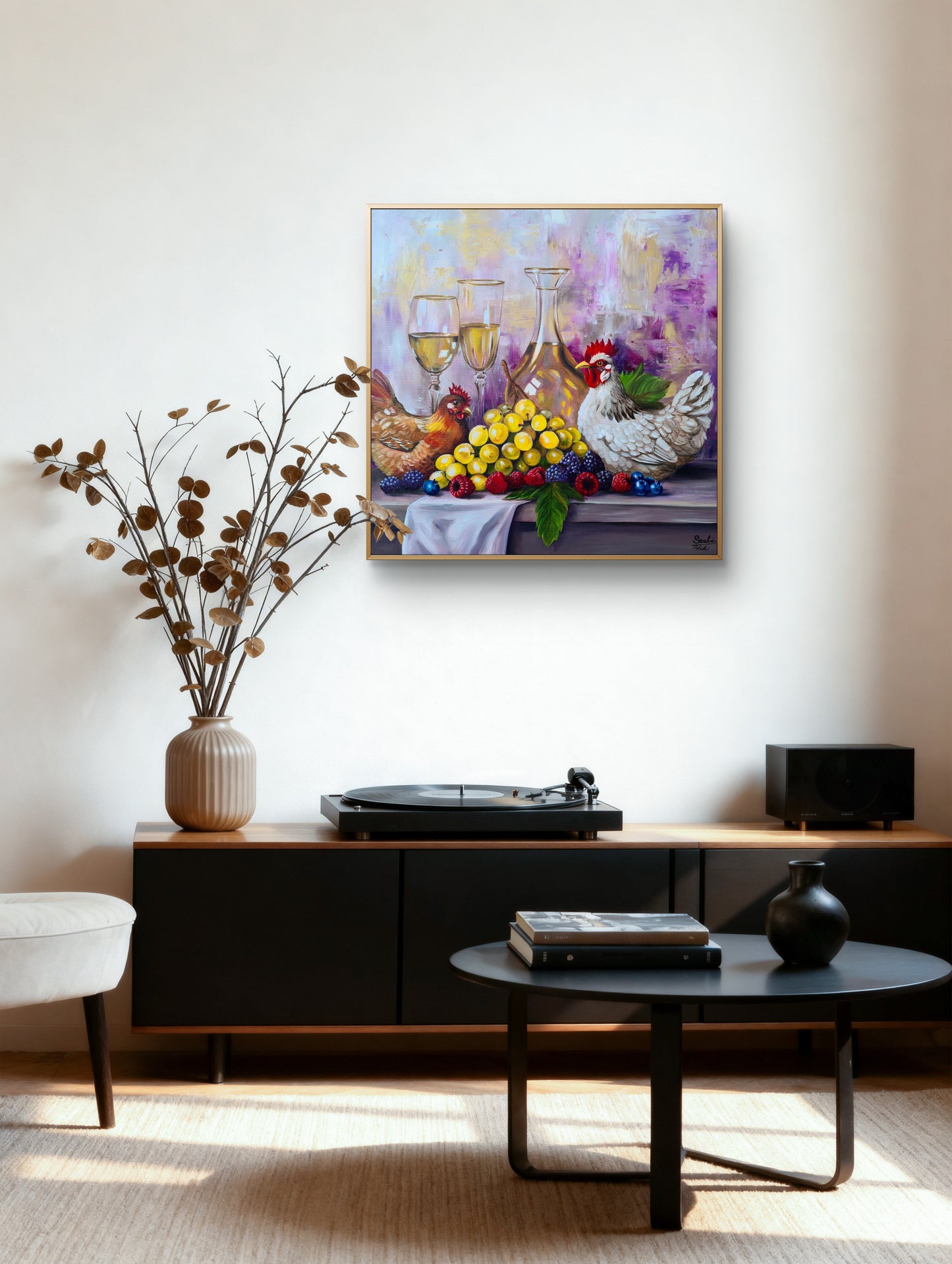 Hen party, 50x50cm original oilpainting by Daniella Szabò-Telek