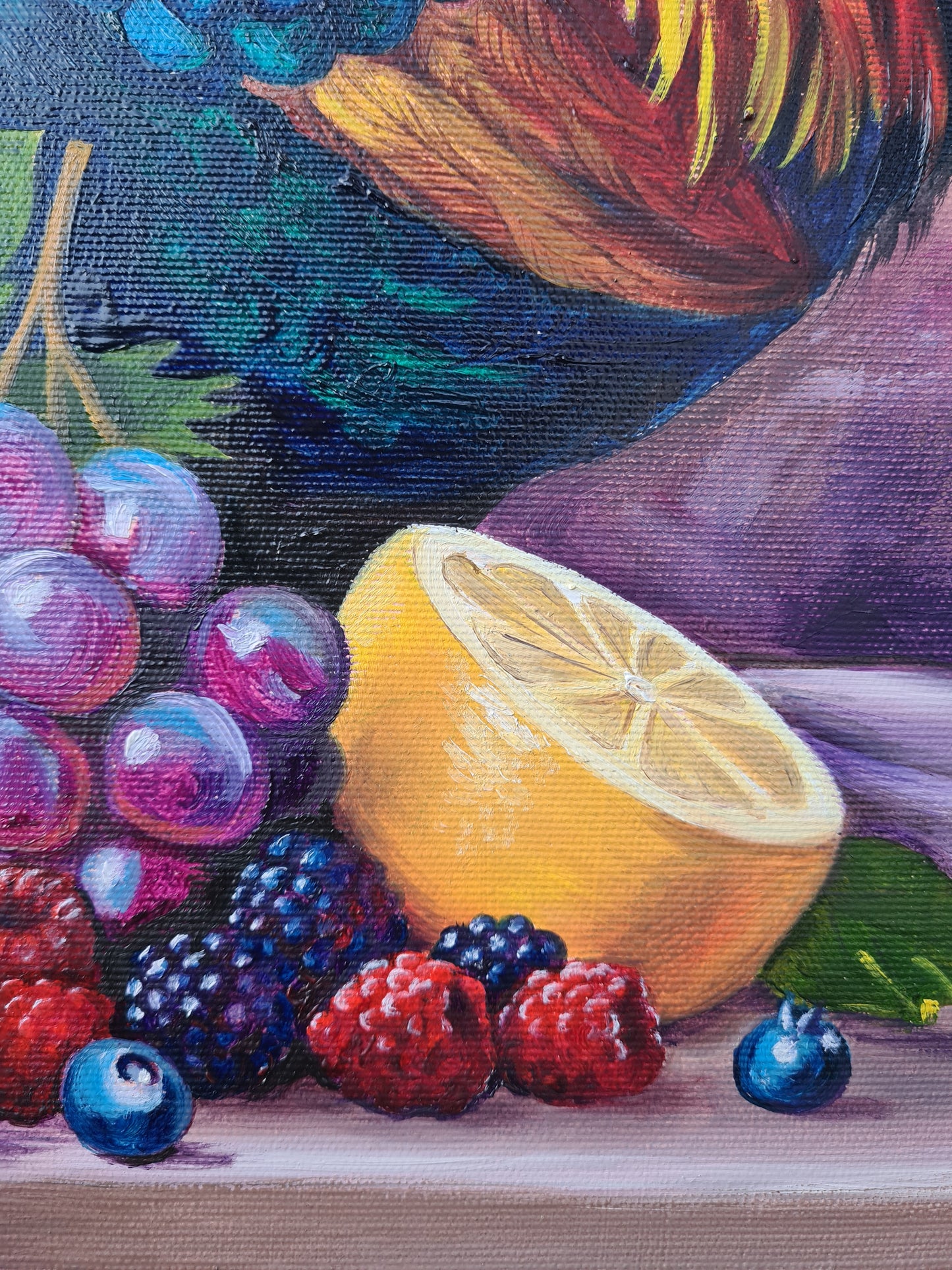 Rooster, 50x50cm original oil painting by Daniella Szabò-Telek