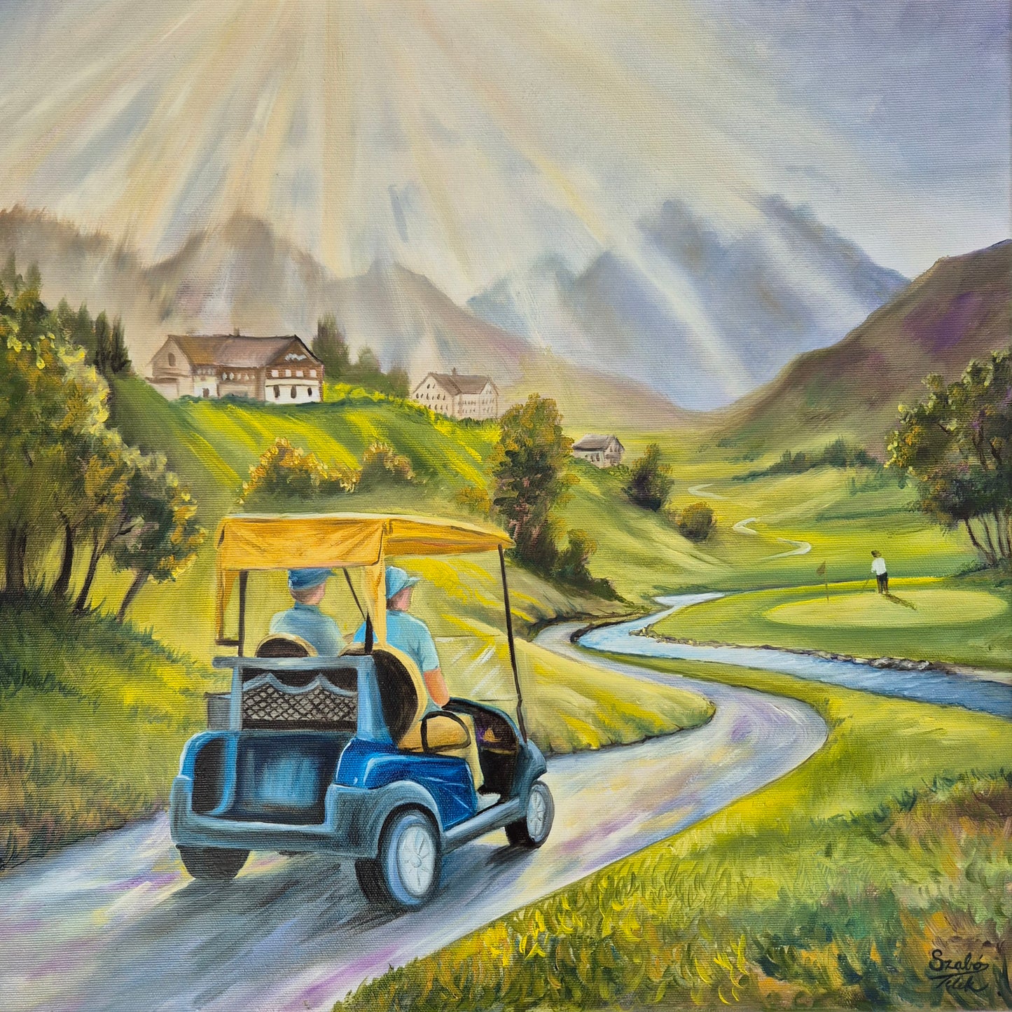 Lost Somewhere in the Sunset, 50x50 cm Original Oilpainting from Daniella Szabò-Telek