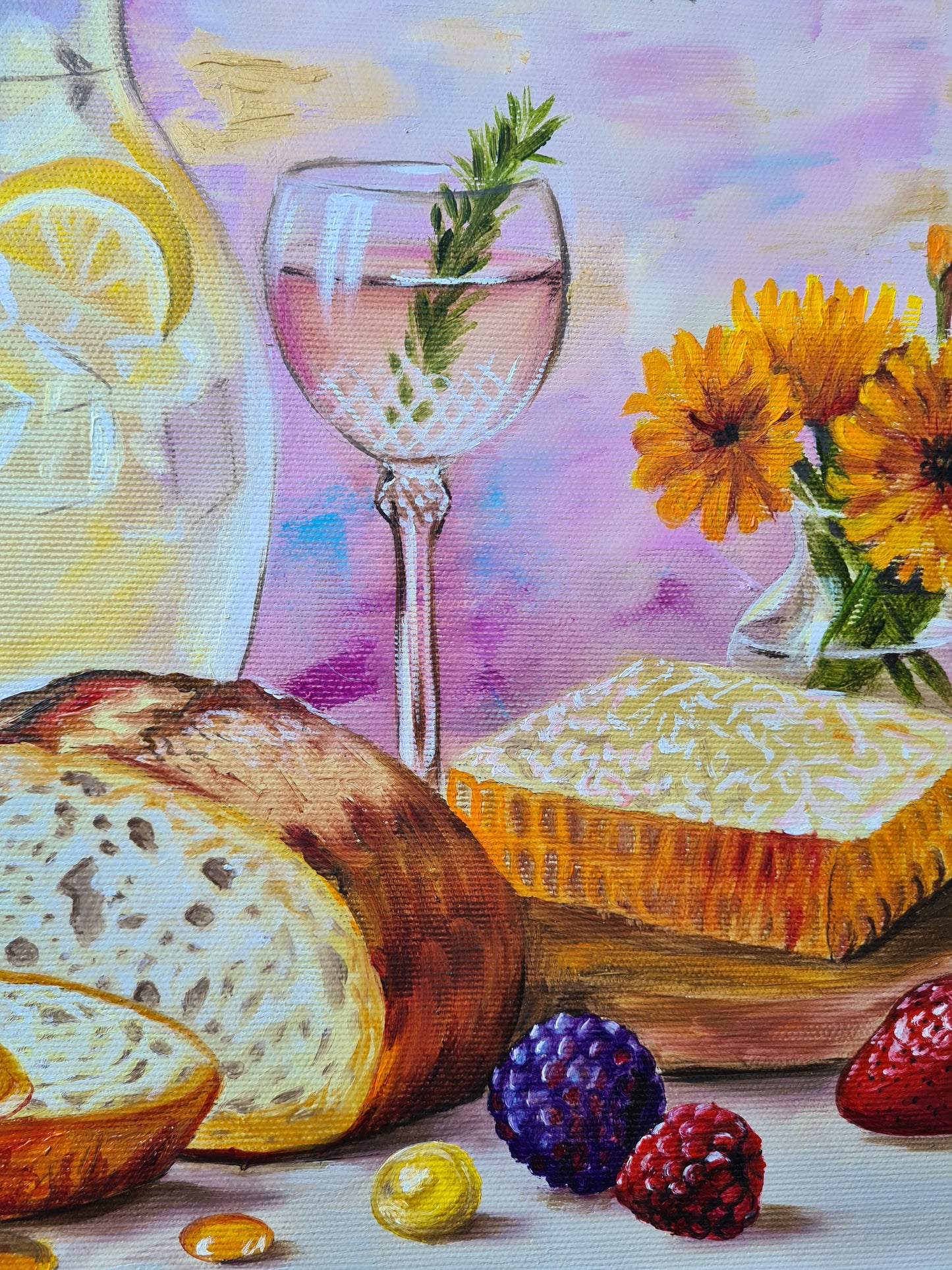 Honney bees, 50x50cm original oil painting by Daniella Szabò-Telek