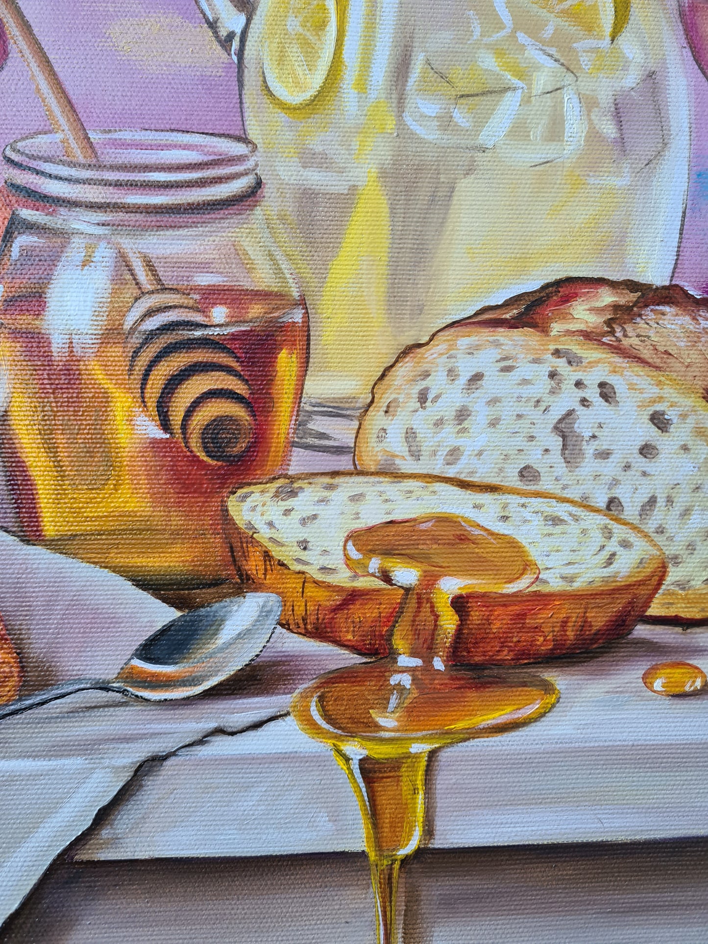 Honney bees, 50x50cm original oil painting by Daniella Szabò-Telek