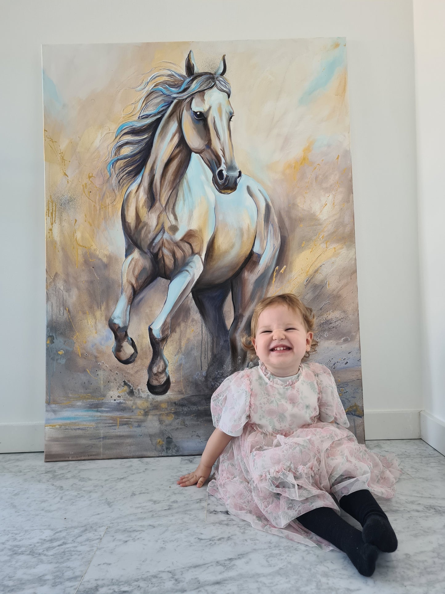 Sand in the wind 90x120 cm Mixed media painting by Daniella Szabó-Telek