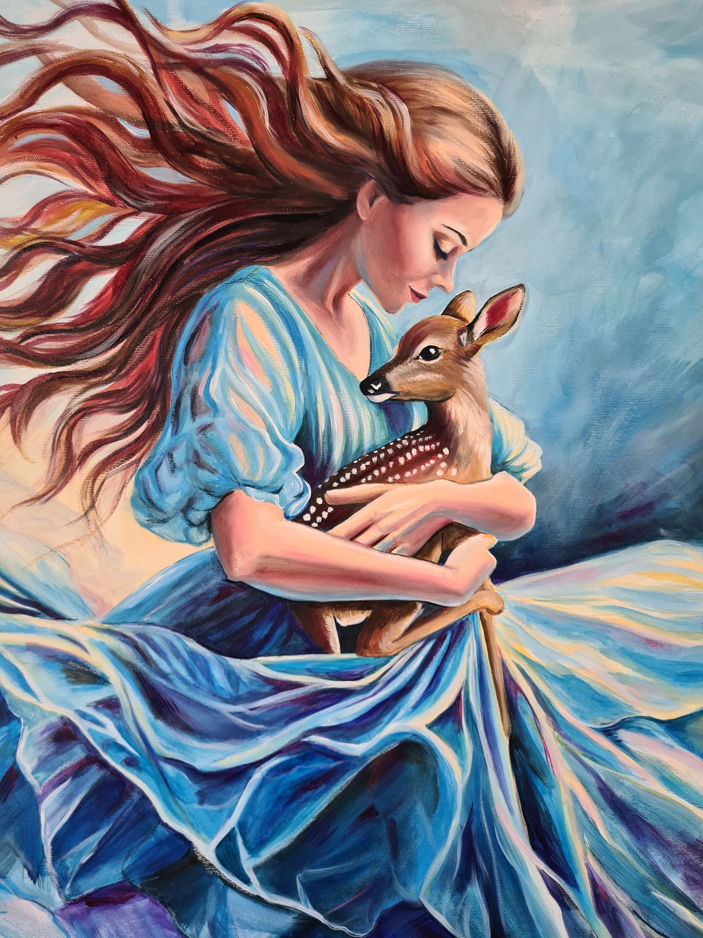 In your loving arms 70x100 cm Original Mixed Media Painting on Canvas from Daniella Szabò-Telek